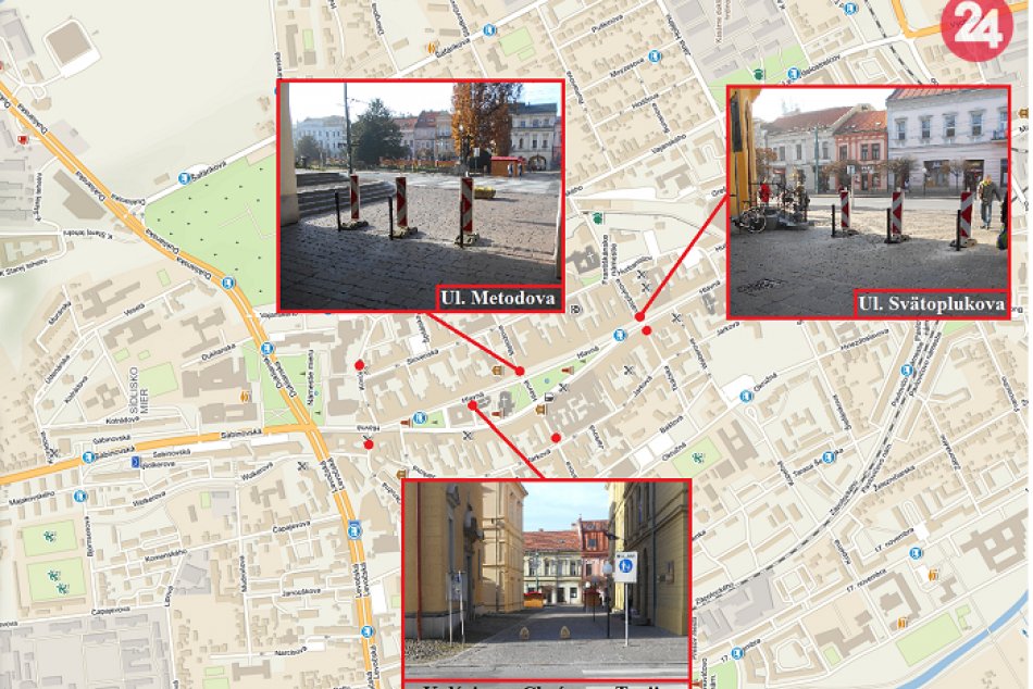 FOTO novinky v Prešove: Mesto osadilo na pešej zóne zábrany